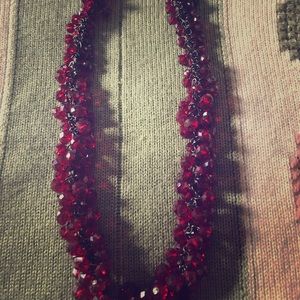 Red colored glass bead necklace